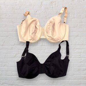 VANITY FAIR ~Set of 2~ Beige & Black 76080 Full Figure Underwire Bras 34H